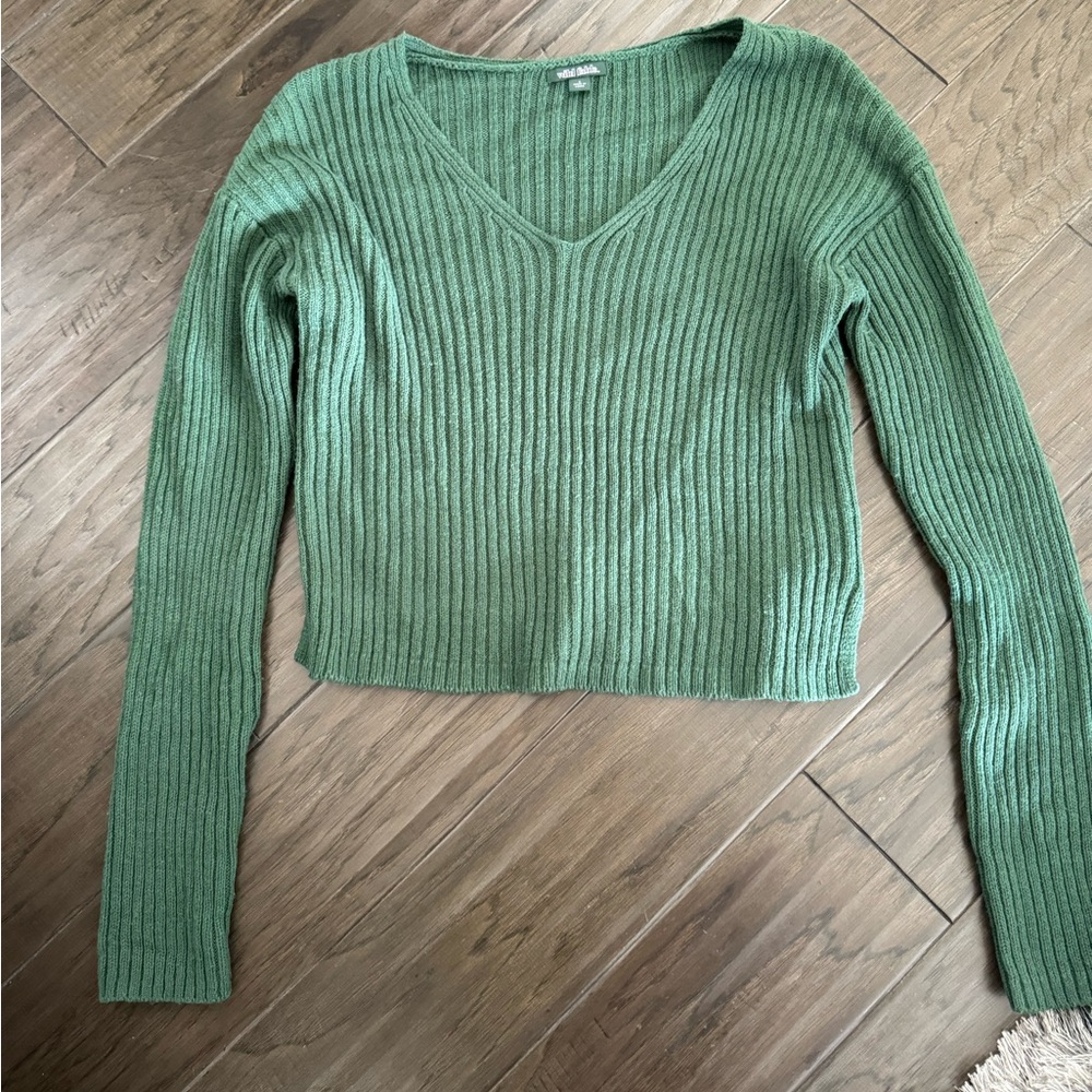 Target Wild Fable deep green ribbed sweater